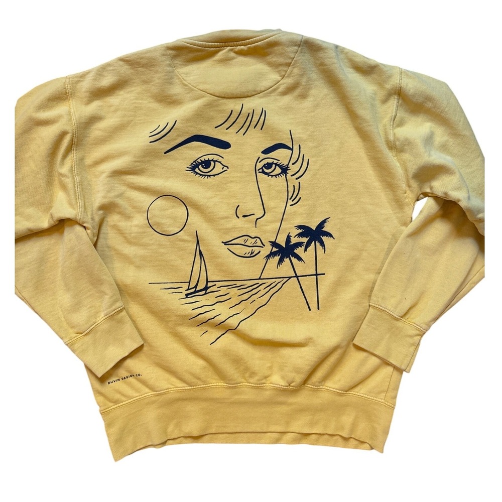 Duvin Design Co Sweatshirt‎ Mens Yellow Excellent Another Day In Paradise SIZE L